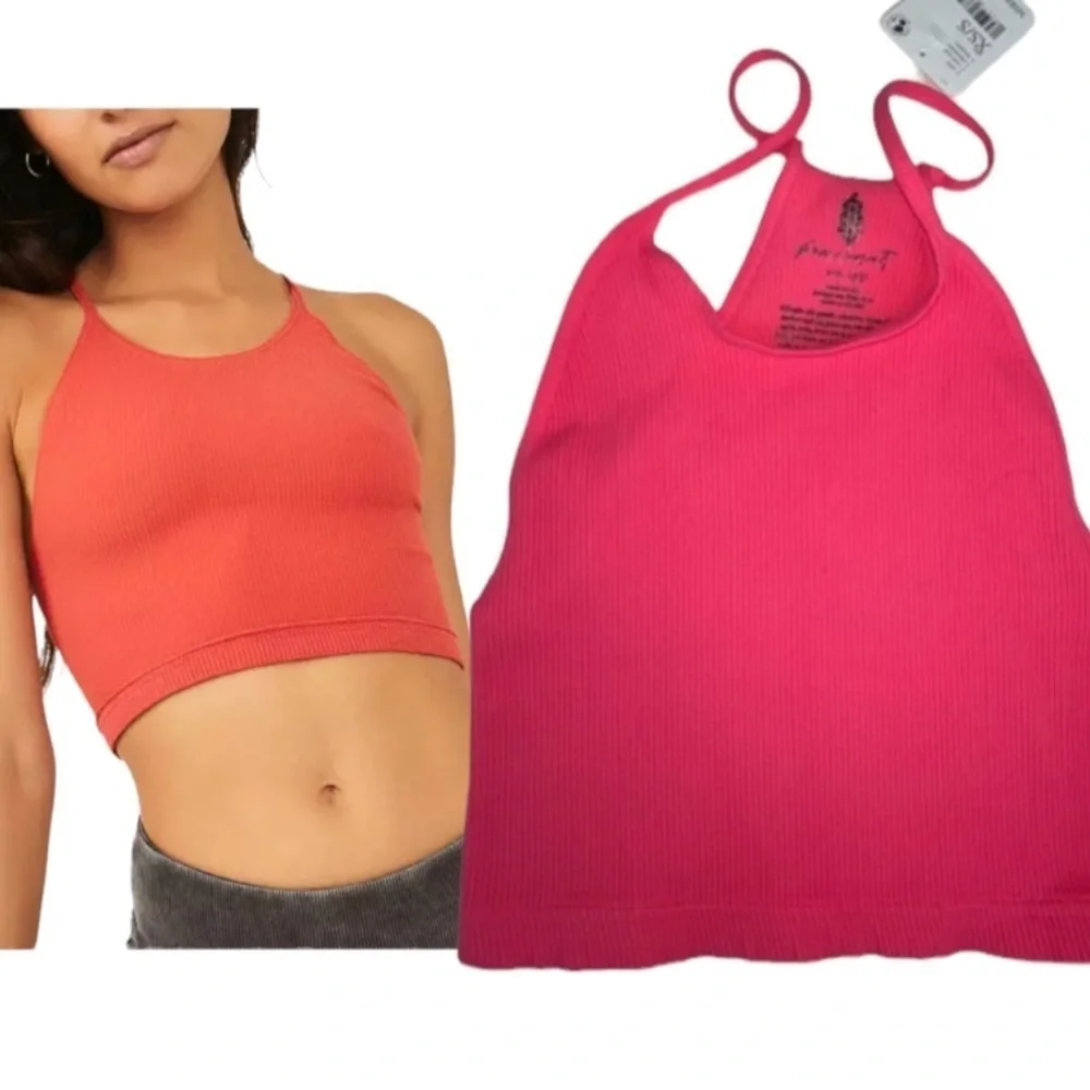 NWT Free People Cropped Run Tank Vivid Coral Sz XS/S